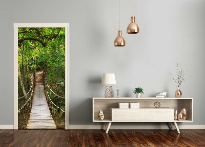 Door wallpaper Suspension bridge in the forest