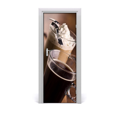 Self-adhesive door sticker Frappe coffee