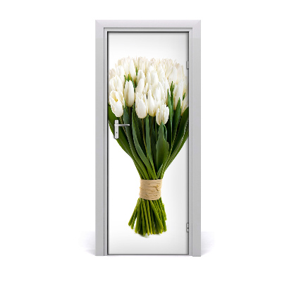 Self-adhesive door veneer White tulips