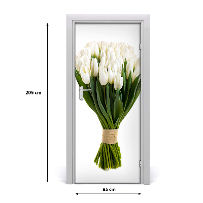 Self-adhesive door veneer White tulips