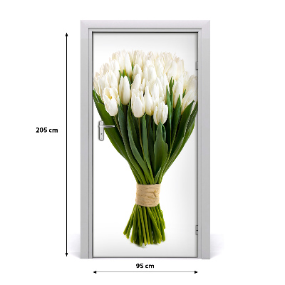 Self-adhesive door veneer White tulips