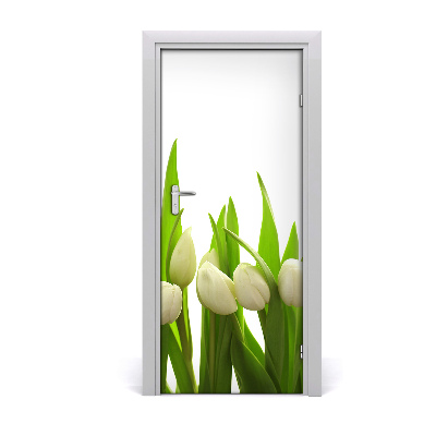 Self-adhesive door veneer White tulips