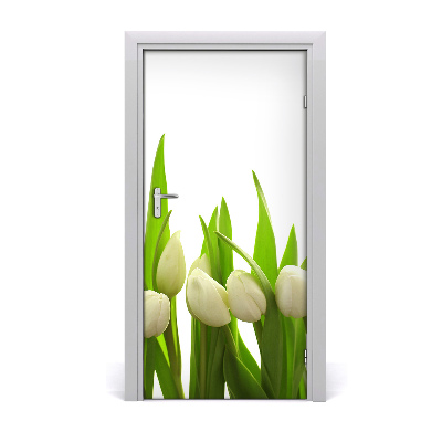 Self-adhesive door veneer White tulips