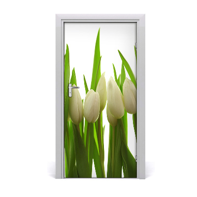 Self-adhesive door veneer White tulips