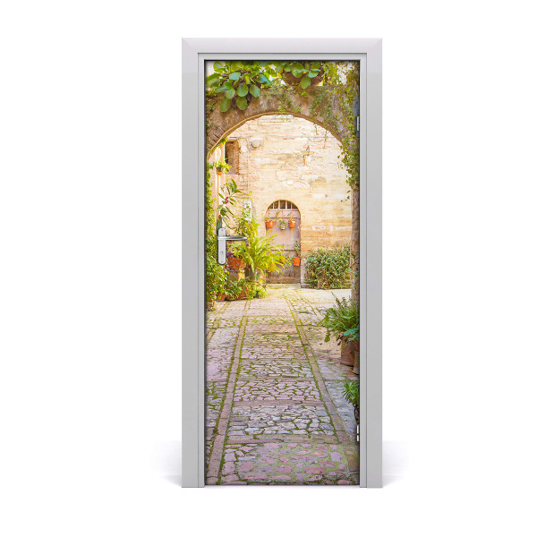 Self-adhesive door wallpaper Romantic street