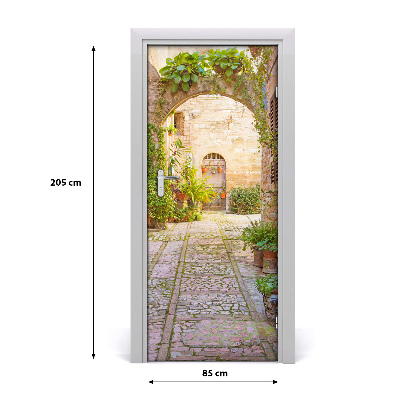 Self-adhesive door wallpaper Romantic street