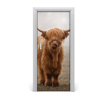 Self-adhesive door wallpaper Cows hills