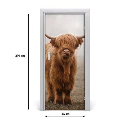 Self-adhesive door wallpaper Cows hills