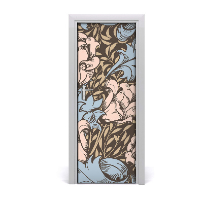 Self-adhesive door veneer Flowers and leaves