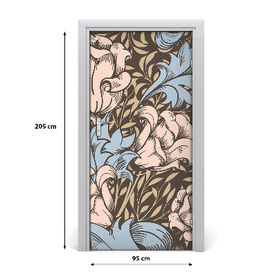 Self-adhesive door veneer Flowers and leaves