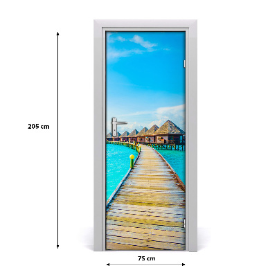 Self-adhesive door wallpaper Tropical sea