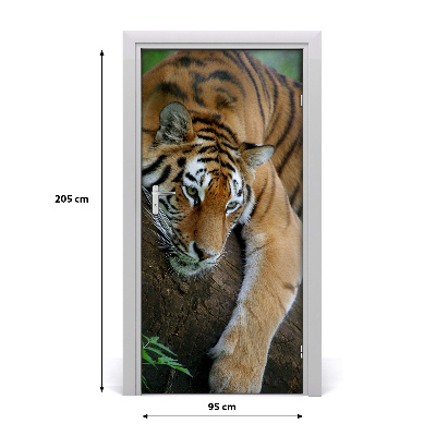 Self-adhesive door sticker Tiger on the tree