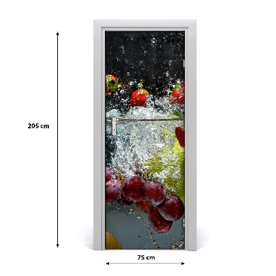 Self-adhesive door sticker Fruit under water