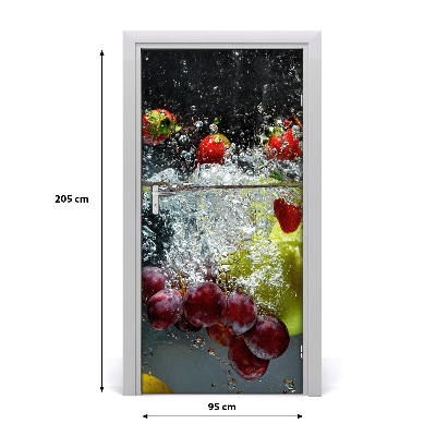 Self-adhesive door sticker Fruit under water