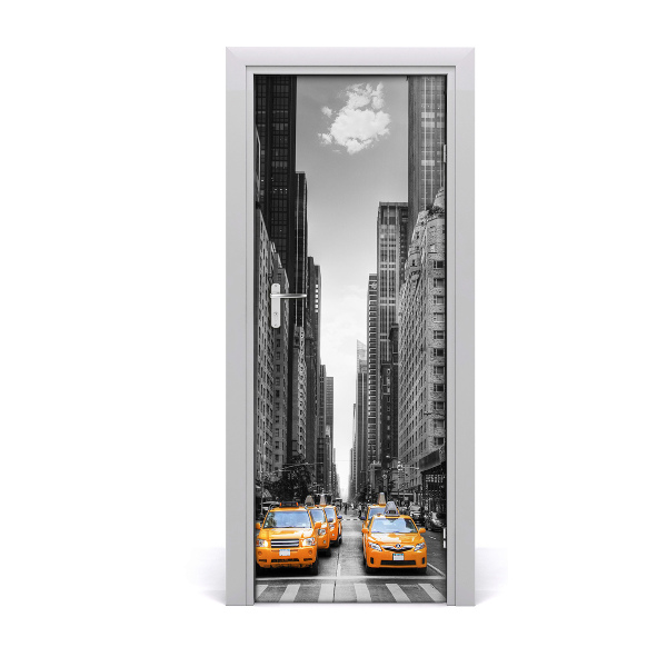 Self-adhesive door wallpaper Taxis new york