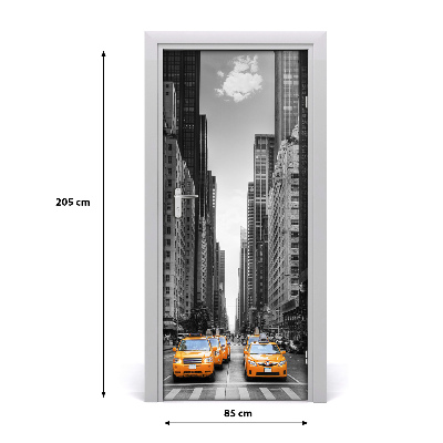 Self-adhesive door wallpaper Taxis new york