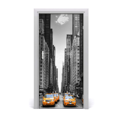 Self-adhesive door wallpaper Taxis new york