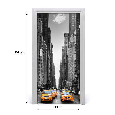 Self-adhesive door wallpaper Taxis new york