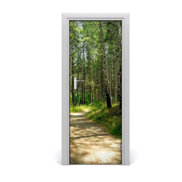 Door wallpaper Birch forest