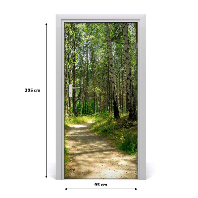 Door wallpaper Birch forest