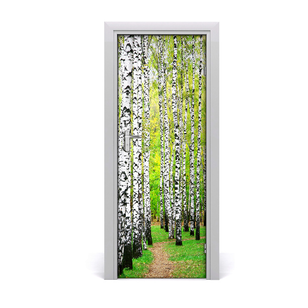 Door wallpaper Birch forest