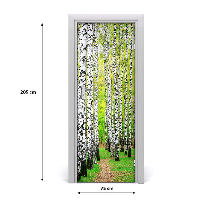 Door wallpaper Birch forest