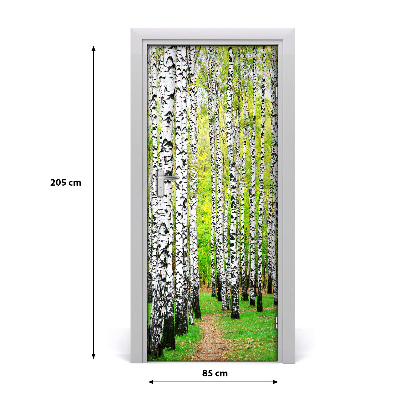 Door wallpaper Birch forest