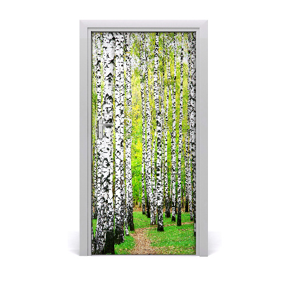 Door wallpaper Birch forest