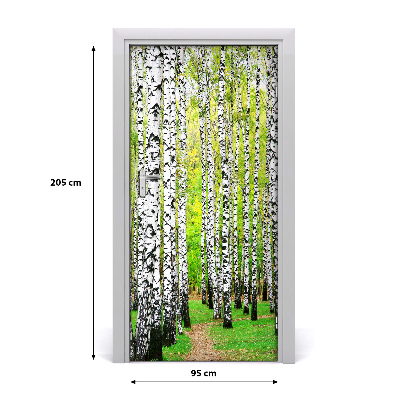 Door wallpaper Birch forest