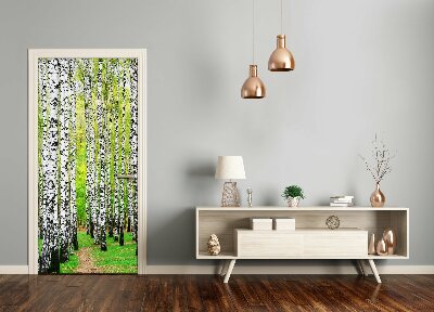 Door wallpaper Birch forest