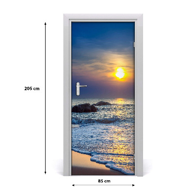 Door wallpaper Sunset beach