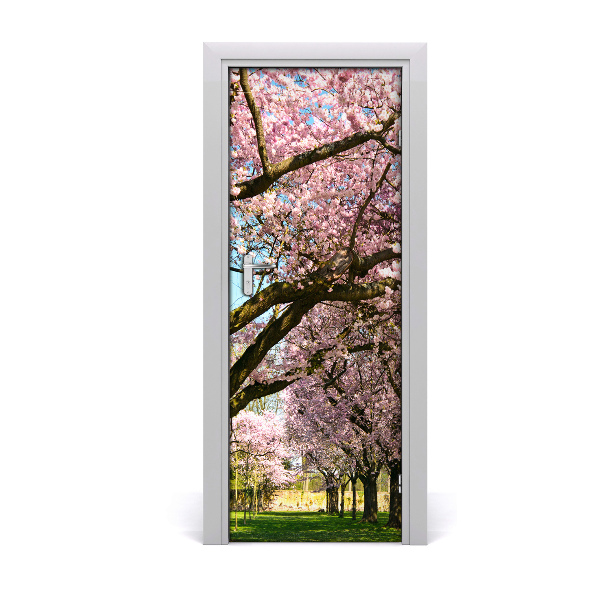 Door wallpaper Cherry trees