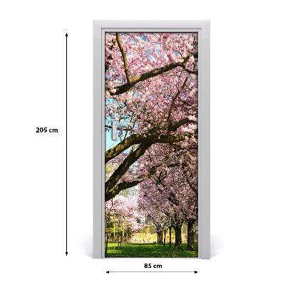 Door wallpaper Cherry trees