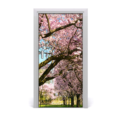 Door wallpaper Cherry trees