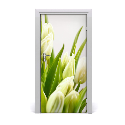 Self-adhesive door veneer White tulips