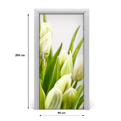 Self-adhesive door veneer White tulips