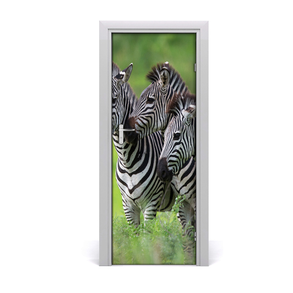 Self-adhesive door sticker The wall three zebras