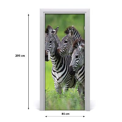 Self-adhesive door sticker The wall three zebras