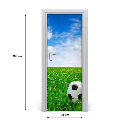 Self-adhesive door wallpaper Football on the meadow