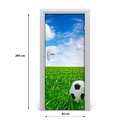 Self-adhesive door wallpaper Football on the meadow