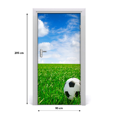 Self-adhesive door wallpaper Football on the meadow