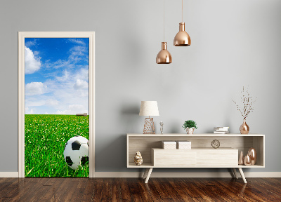 Self-adhesive door wallpaper Football on the meadow