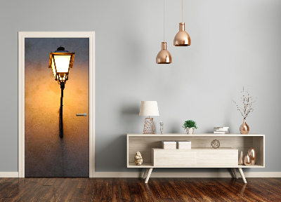 Self-adhesive door wallpaper Old street lamp