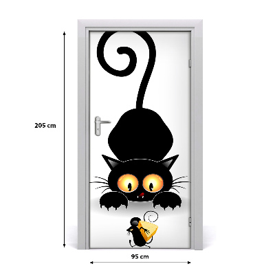 Self-adhesive door sticker Wall cat and mouse