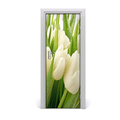 Self-adhesive door sticker White tulips