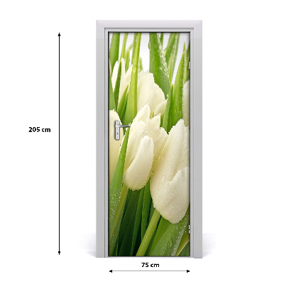 Self-adhesive door sticker White tulips