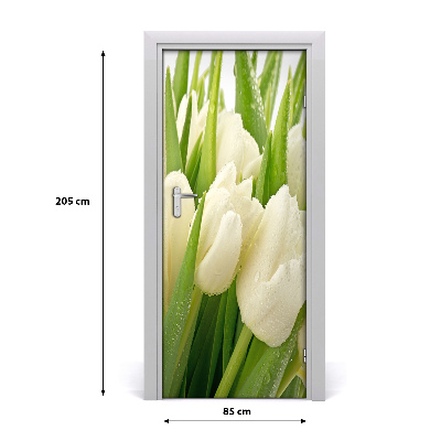 Self-adhesive door sticker White tulips