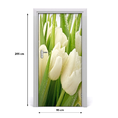 Self-adhesive door sticker White tulips