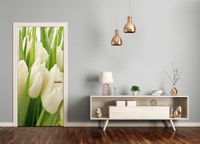 Self-adhesive door sticker White tulips