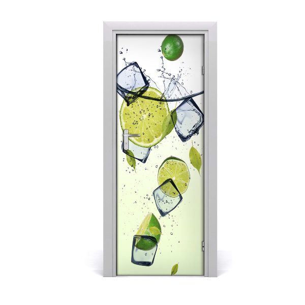 Self-adhesive door sticker Limes and ice